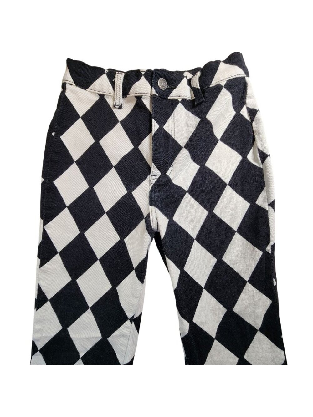 Motel Rocks Denim XS Checkerboard Pants Womens Cotton & Spandex